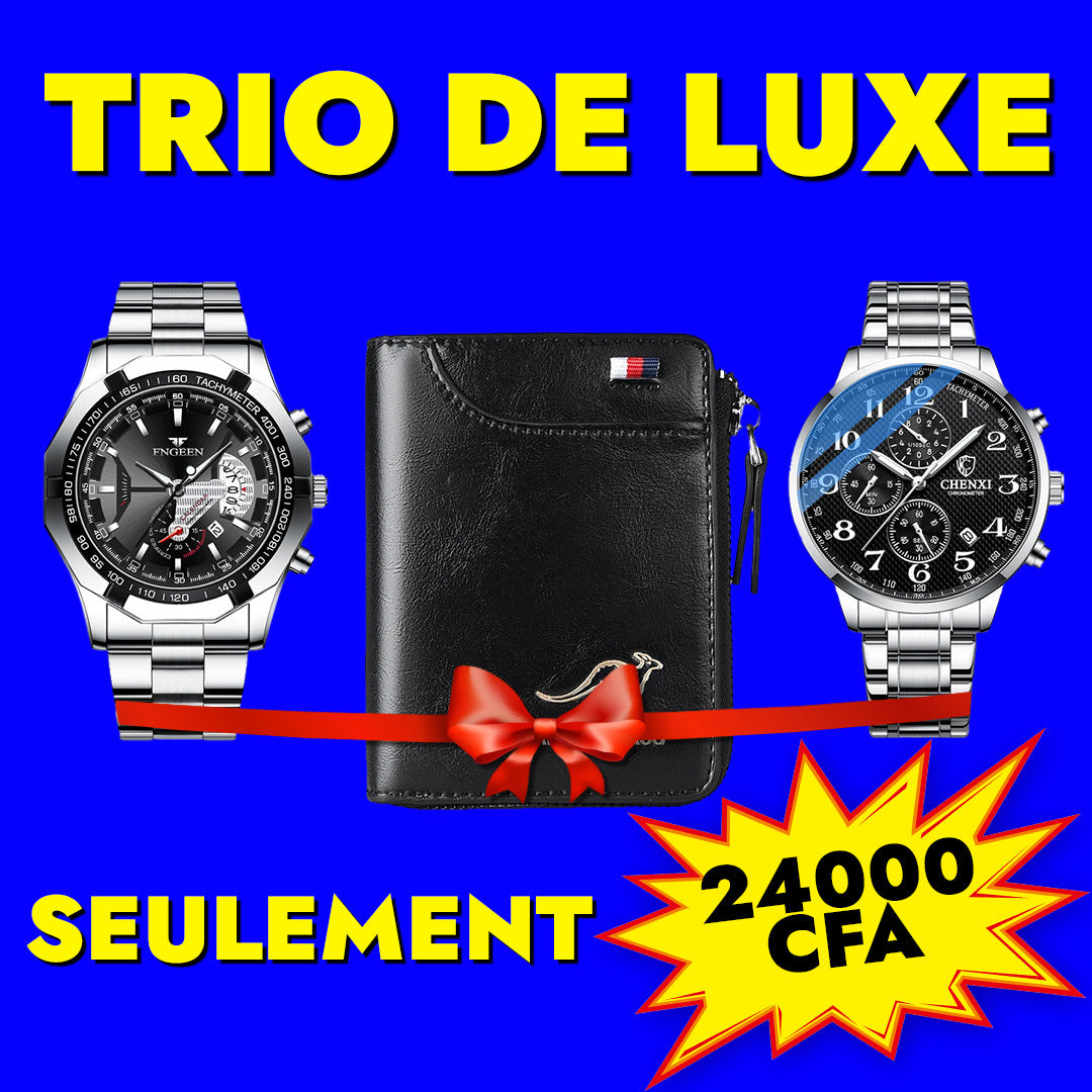 Pack Trio - 2 Montres de luxe + 1 Portefeuille ⏳ 24h-CI