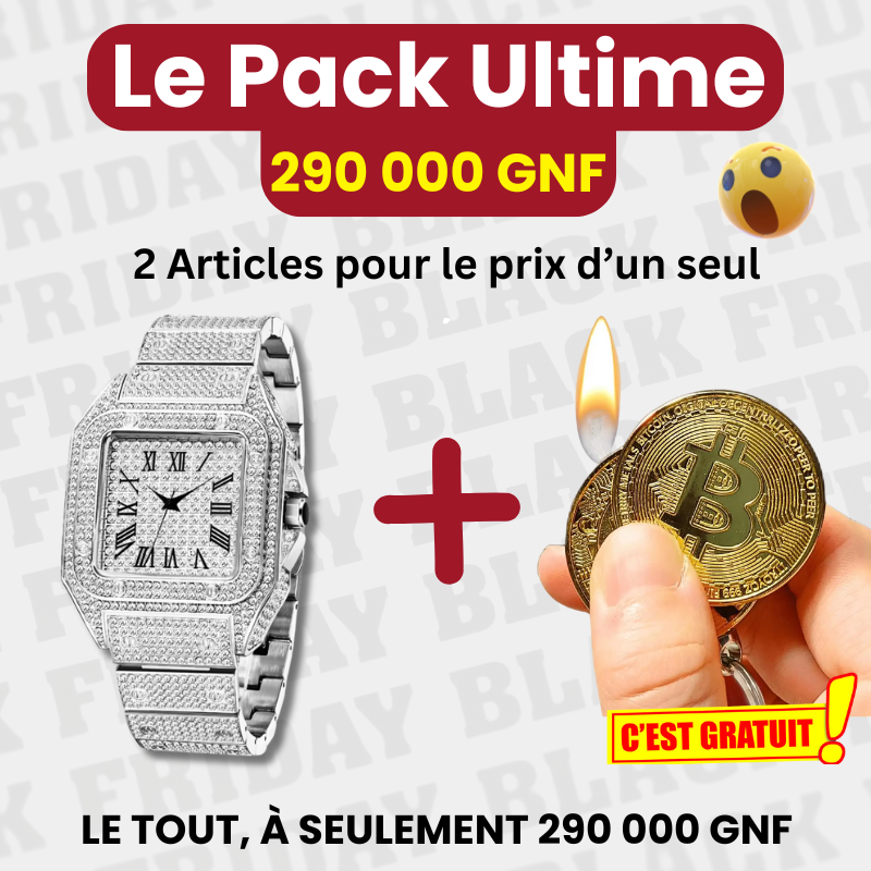 Pack Ultime = Montre Diamond +Briquet Bitcoin - GNK