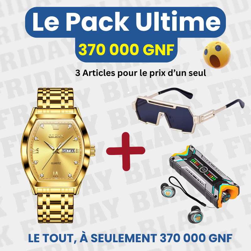 Pack Ultime = Montre OLevs Dori +Lunettes de Soleil+Écouteurs sans fil M48- GNK