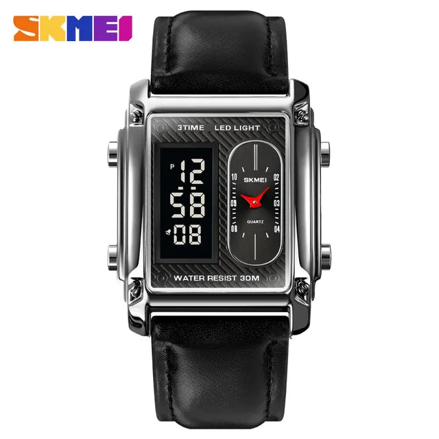 SKME cuir  Montre de sport pour Homme -CNG