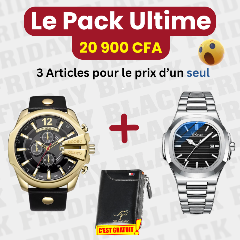 Pack Ultime = Portefeuille  + Montre Rich +Montre CURREN- COD