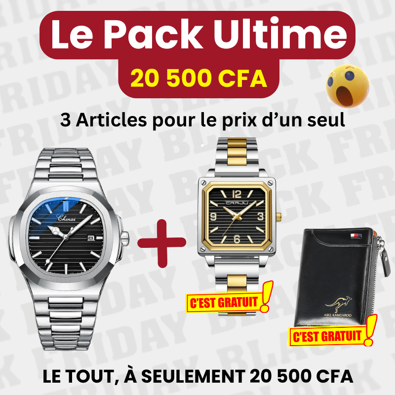 Pack Ultime = Portefeuille  + Montre Rich +Montre CRRJU- COD